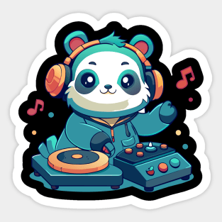 cute panda playing dj music Sticker